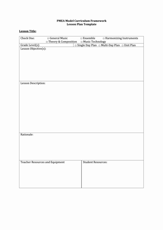 Music Lesson Plan Template Lovely General Music Lesson Plan Template – for the First 10