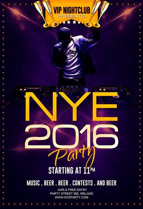 free new year eve party flyer template