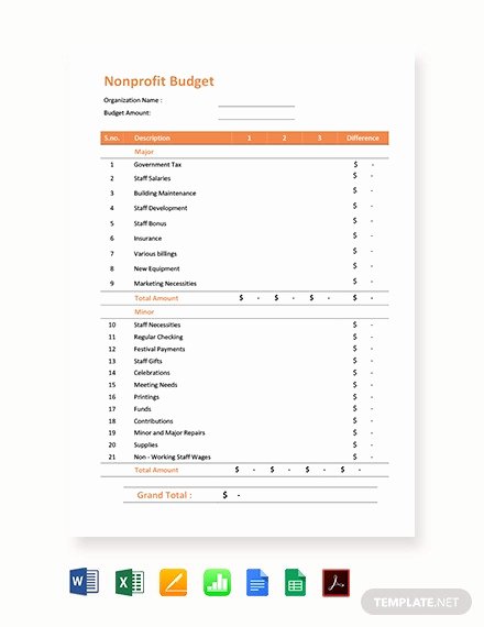Non Profit Budget Template Unique 10 Nonprofit Bud Templates Word Pdf Excel