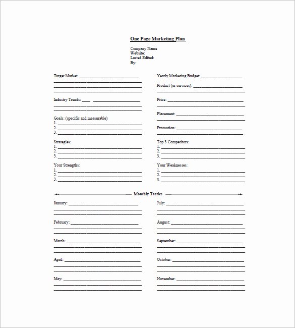 One Page Marketing Plan Best Of 9 E Page Marketing Plan Templates Doc Pdf Excel
