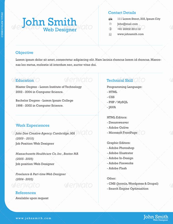 One Page Resume Examples Awesome E Page Resume Template