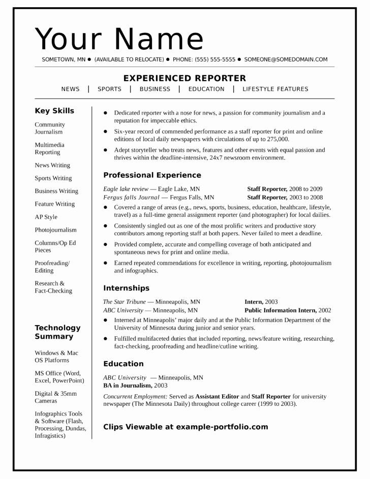 One Page Resume Examples Luxury E Page Resume Template