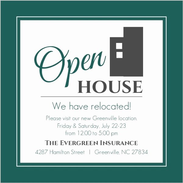 Open House Invitation Templates Elegant Modern Everygreen Business Open House Invitation