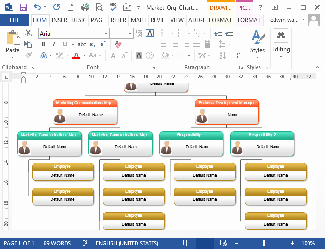 Org Chart Template Word Luxury to Create organizational Chart In Ms Word Programs