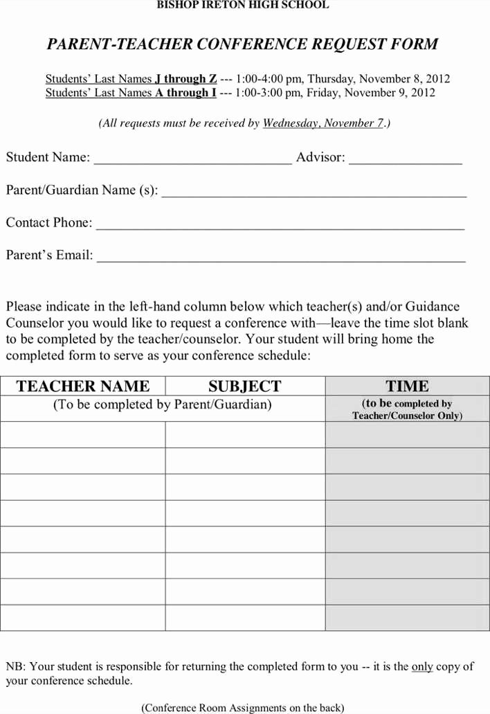 Parent Teacher Conference forms New Download Parent Teacher Conference Request form for Free