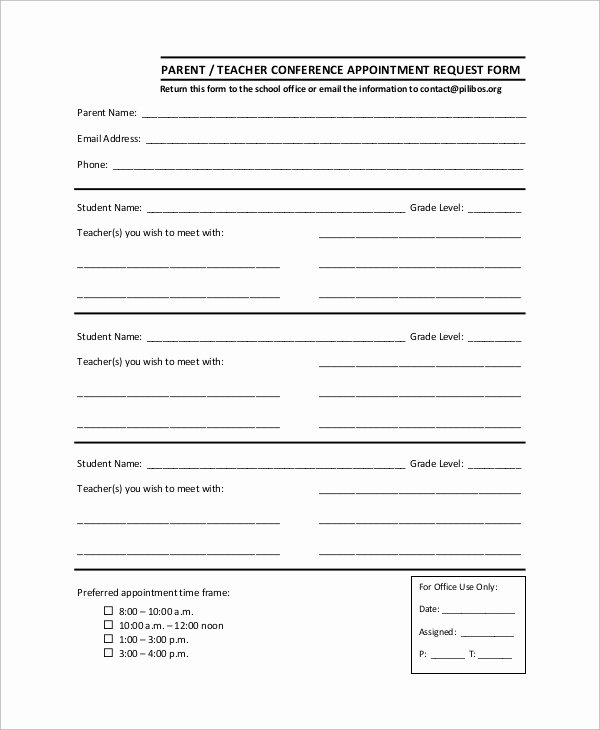 Parent Teacher Conference forms Unique Sample Parent Teacher Conference form 9 Examples In