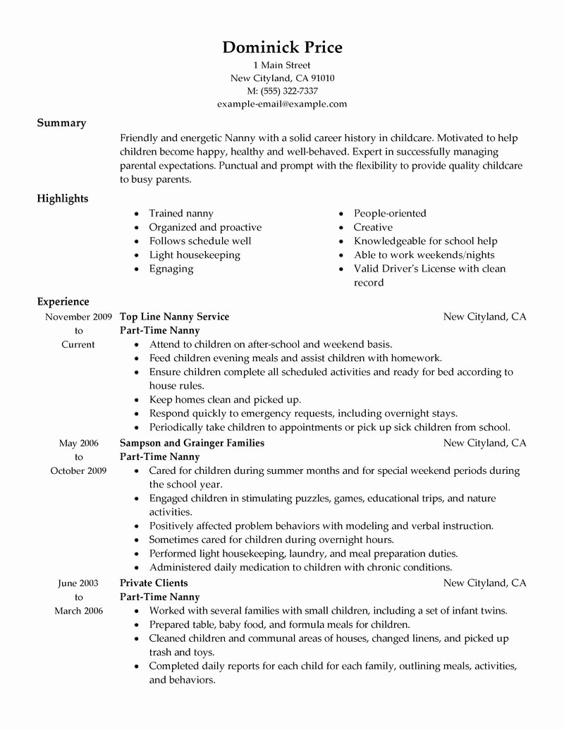 Part Time Job Resume Awesome Part Time Job Resume Examples 2019