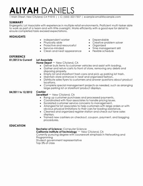 Part Time Job Resume Best Of Best Part Time Lot associates Resume Example
