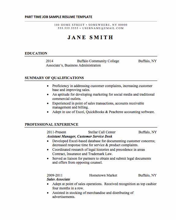Part Time Job Resume Unique 21 Basic Resumes Examples for Students