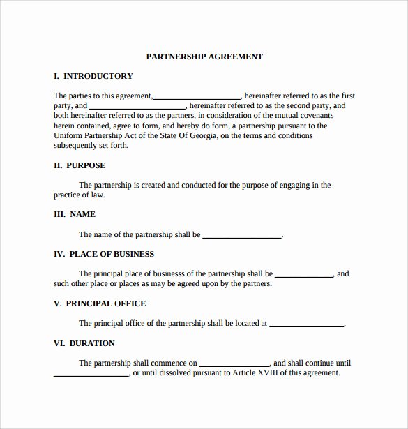 Partnership Agreement Template Word Luxury Sample General Partnership Agreement 11 Documents In