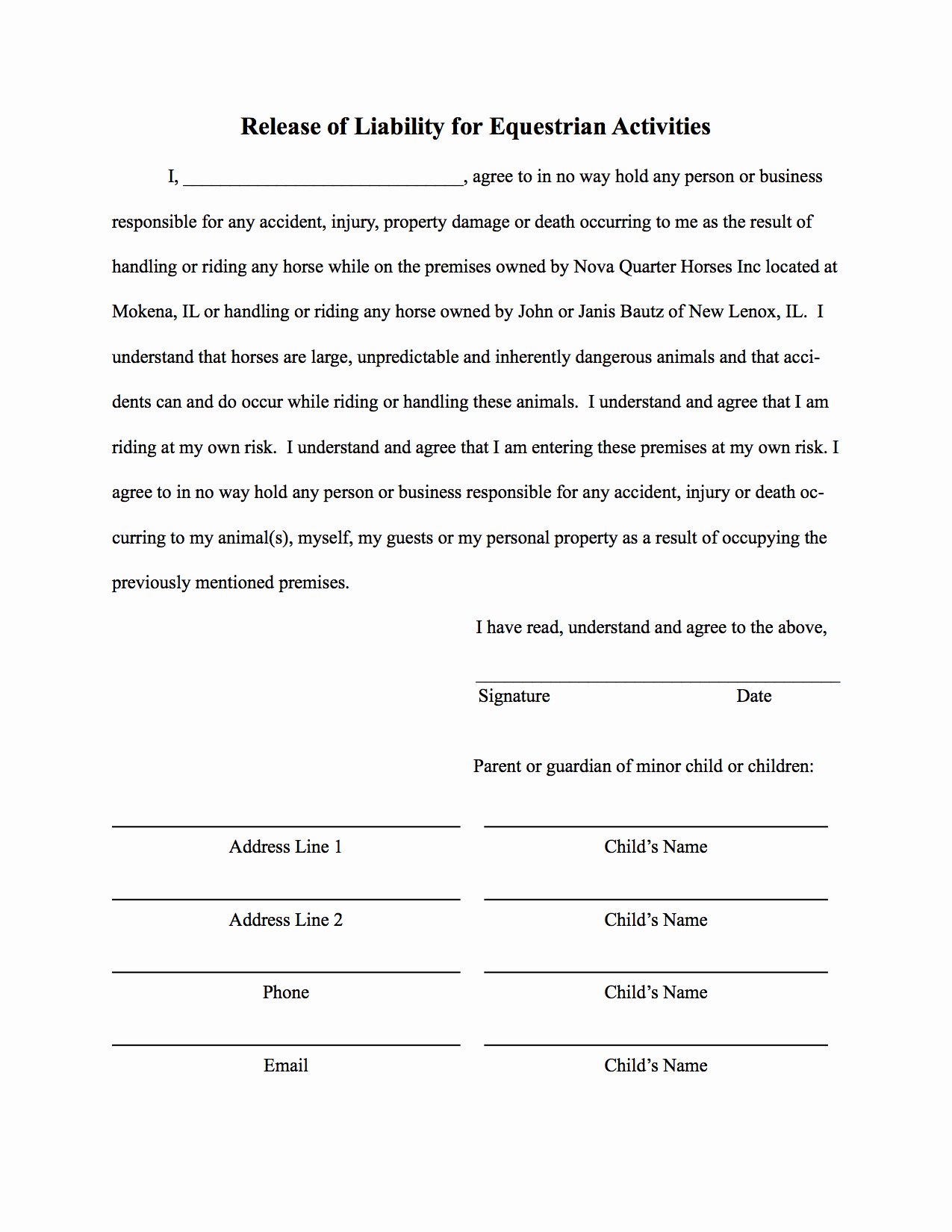 Personal Injury Waiver form Awesome Free Printable Liability form form Generic
