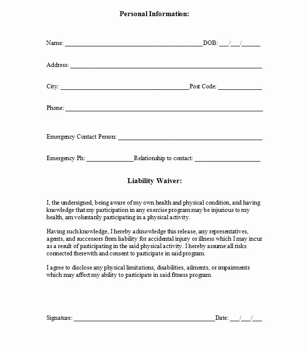 Personal Injury Waiver form Awesome Personal Injury Waiver form – Emmamcintyrephotography