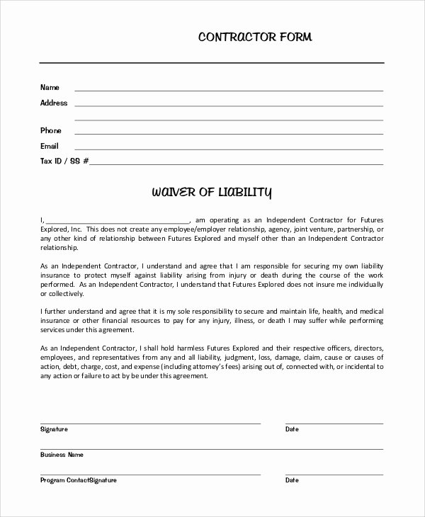 Personal Injury Waiver form Best Of Sample Waiver Of Liability 8 Examples In Pdf Word