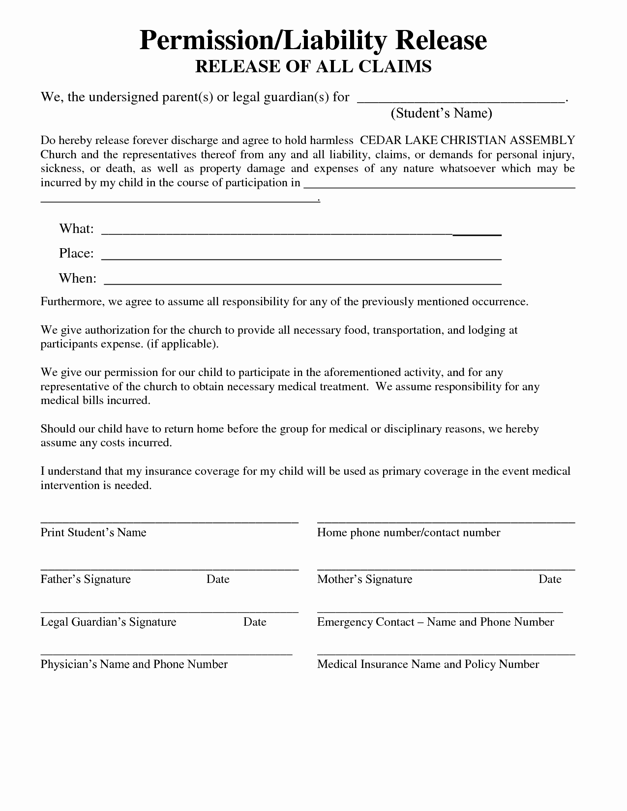 Personal Injury Waiver form Lovely Free Printable Liability Release form Picture – 40 Hold