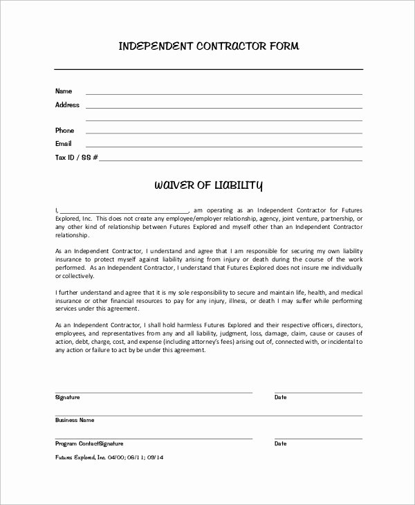 Personal Injury Waiver form Unique Sample Liability Waiver form 10 Examples In Word Pdf