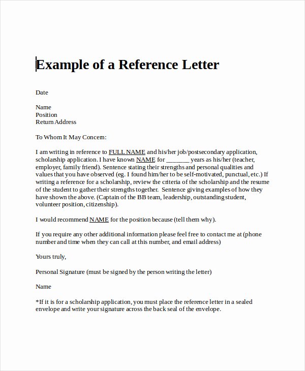 Personal Recommendation Letter Sample Elegant Personal Reference Letter