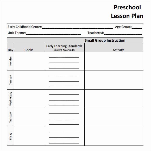 Pre Kindergarten Lesson Plan Template New Sample Preschool Lesson Plan 10 Pdf Word formats