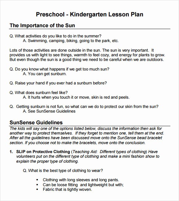 Pre Kindergarten Lesson Plan Template Unique Sample Preschool Lesson Plan 10 Pdf Word formats