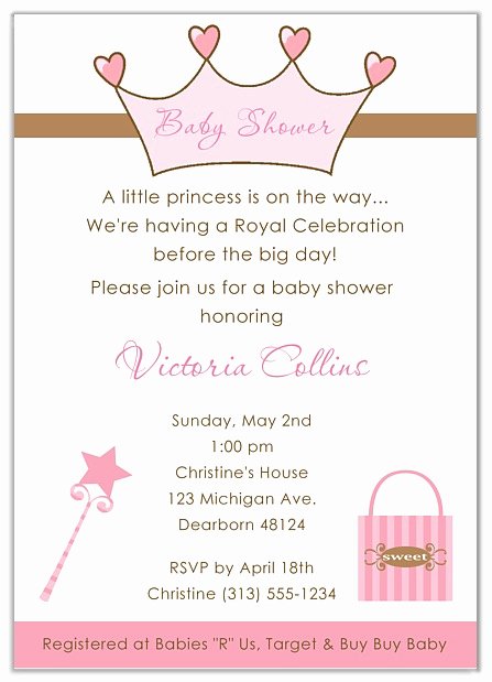 Princess Baby Shower Invitations Elegant Princess Baby Shower Invitations
