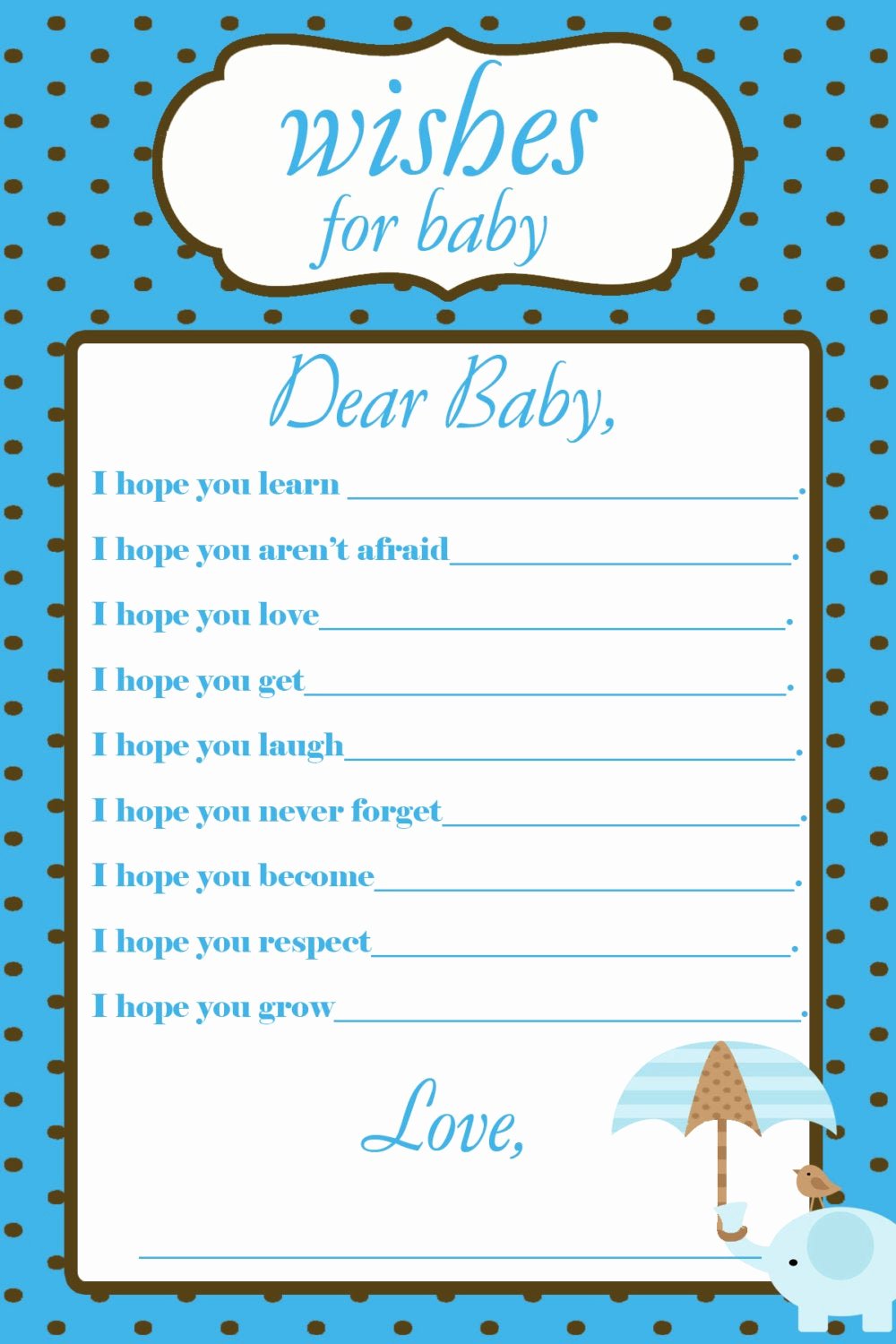Printable Baby Shower Cards Awesome Printable Wishes for Baby Baby Shower