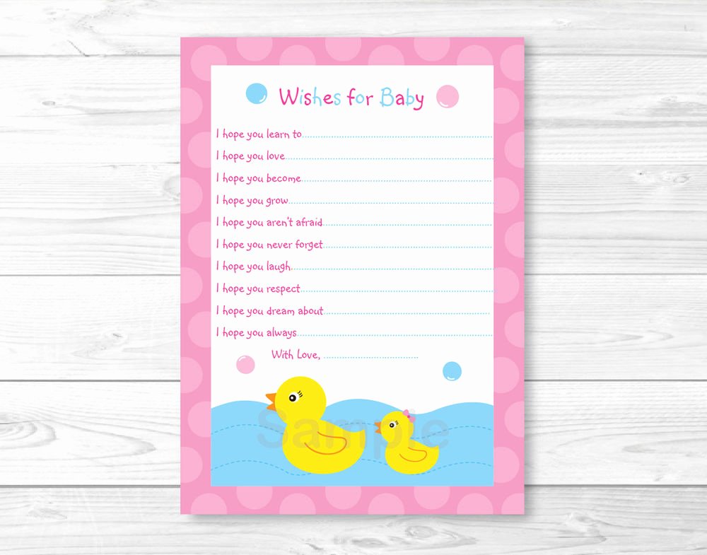 Printable Baby Shower Cards Best Of Pink Rubber Duck Printable Baby Shower Wishes for Baby
