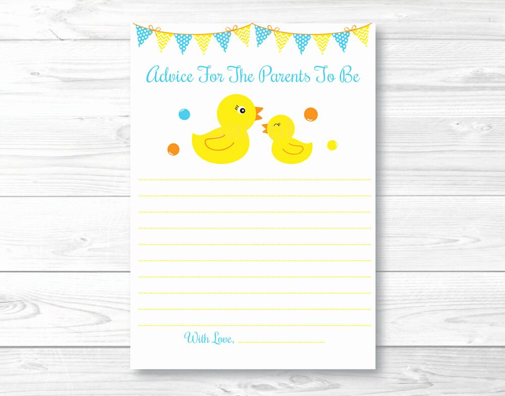 Printable Baby Shower Cards Luxury Rubber Duck Printable Baby Shower Mommy Advice Cards