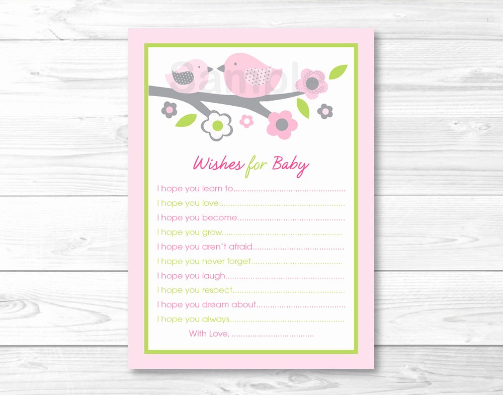 Printable Baby Shower Cards New Sweet Pink Baby Birds Printable Baby Shower Wishes for