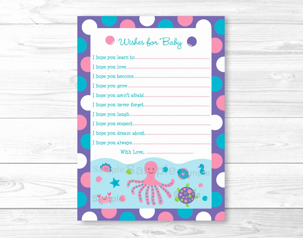 Printable Baby Shower Cards New Under the Sea Nautical Pink Printable Baby Shower Wishes