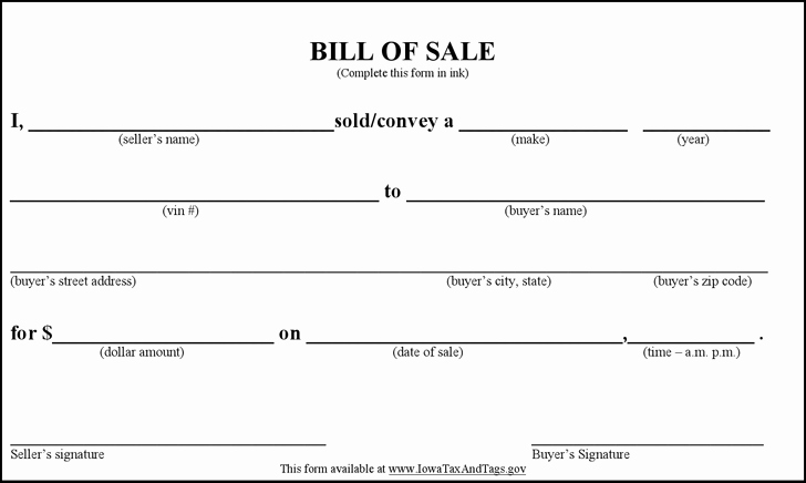 Printable Bill Of Sale form Beautiful Bill Of Sale form Template