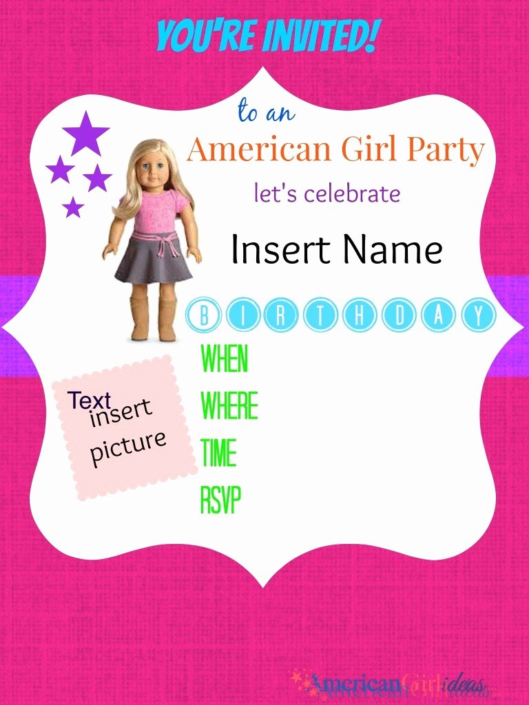 Printable Birthday Party Invitations Beautiful American Girl Party Invitations • American Girl Ideas