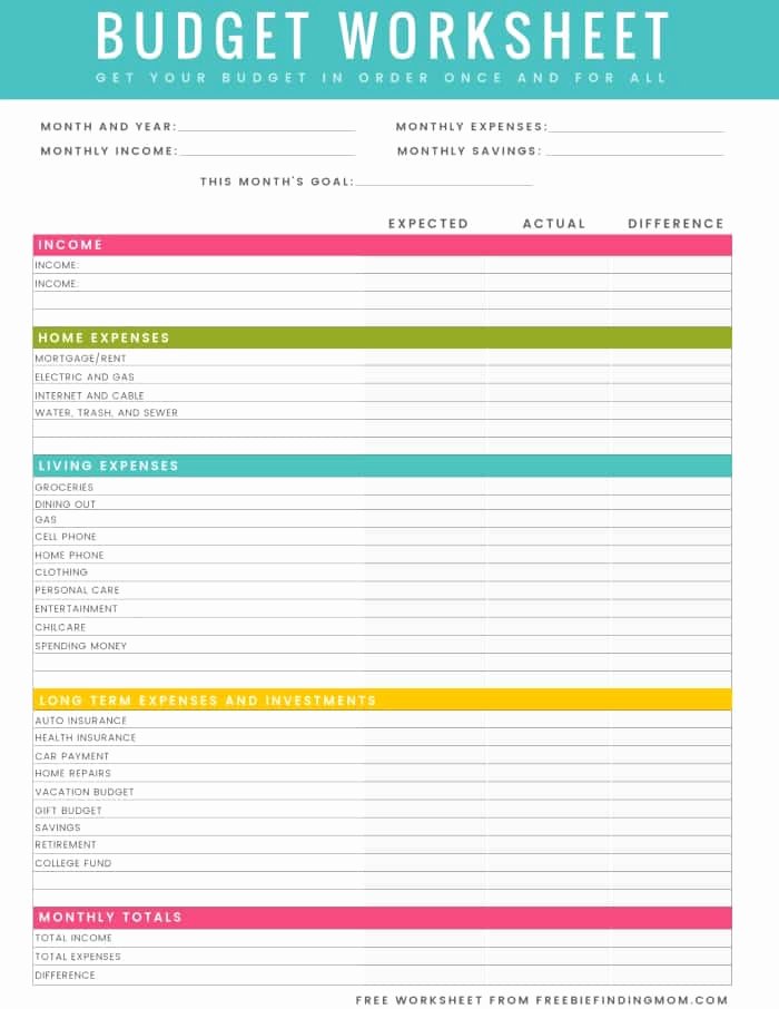 Printable Budget Worksheet Pdf Luxury Free Printable Household Bud Worksheet