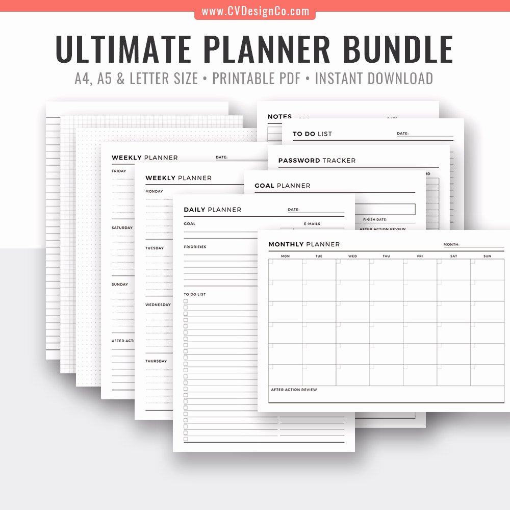 Printable Daily Planner 2019 Awesome 2019 Ultimate Planner Bundle Printable Daily Planner