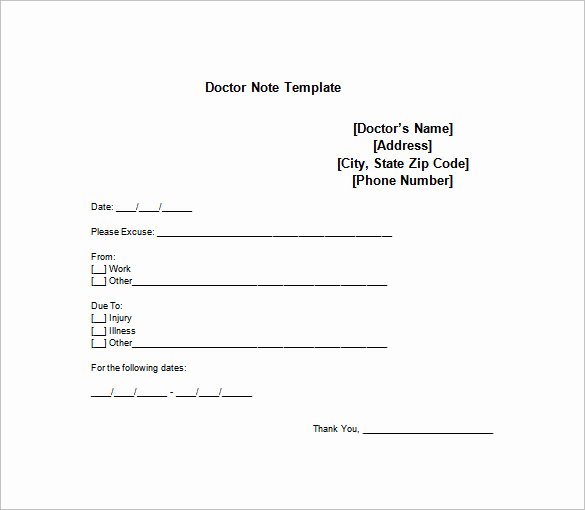 Printable Fake Doctors Notes Free Elegant Free Printable Doctors Note for Work