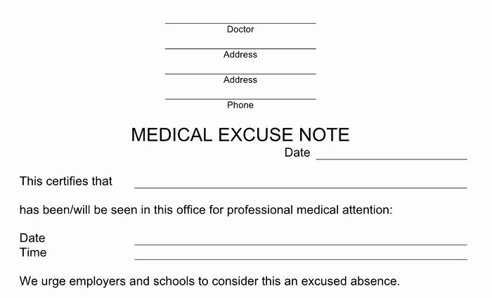 Printable Fake Doctors Notes Free New 25 Free Doctor Note Excuse Templates Template Lab