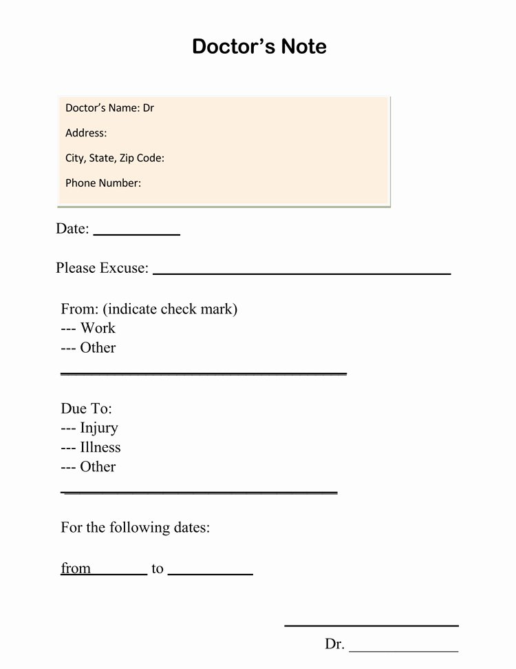 Printable Fake Doctors Notes Free New 9 Best Free Doctors Note Templates for Work