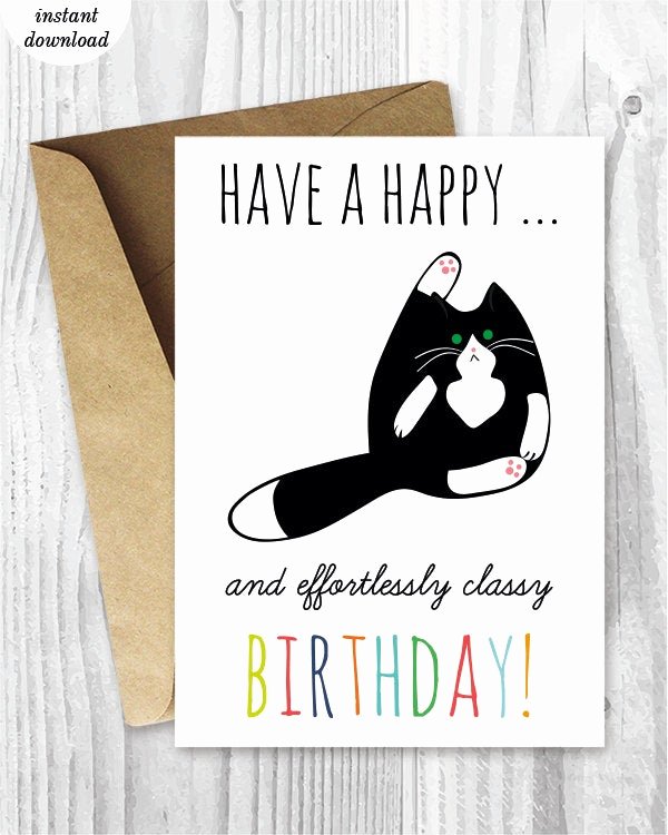 Printable Funny Birthday Cards Unique Printable Birthday Cards Funny Cat Birthday Cards Instant