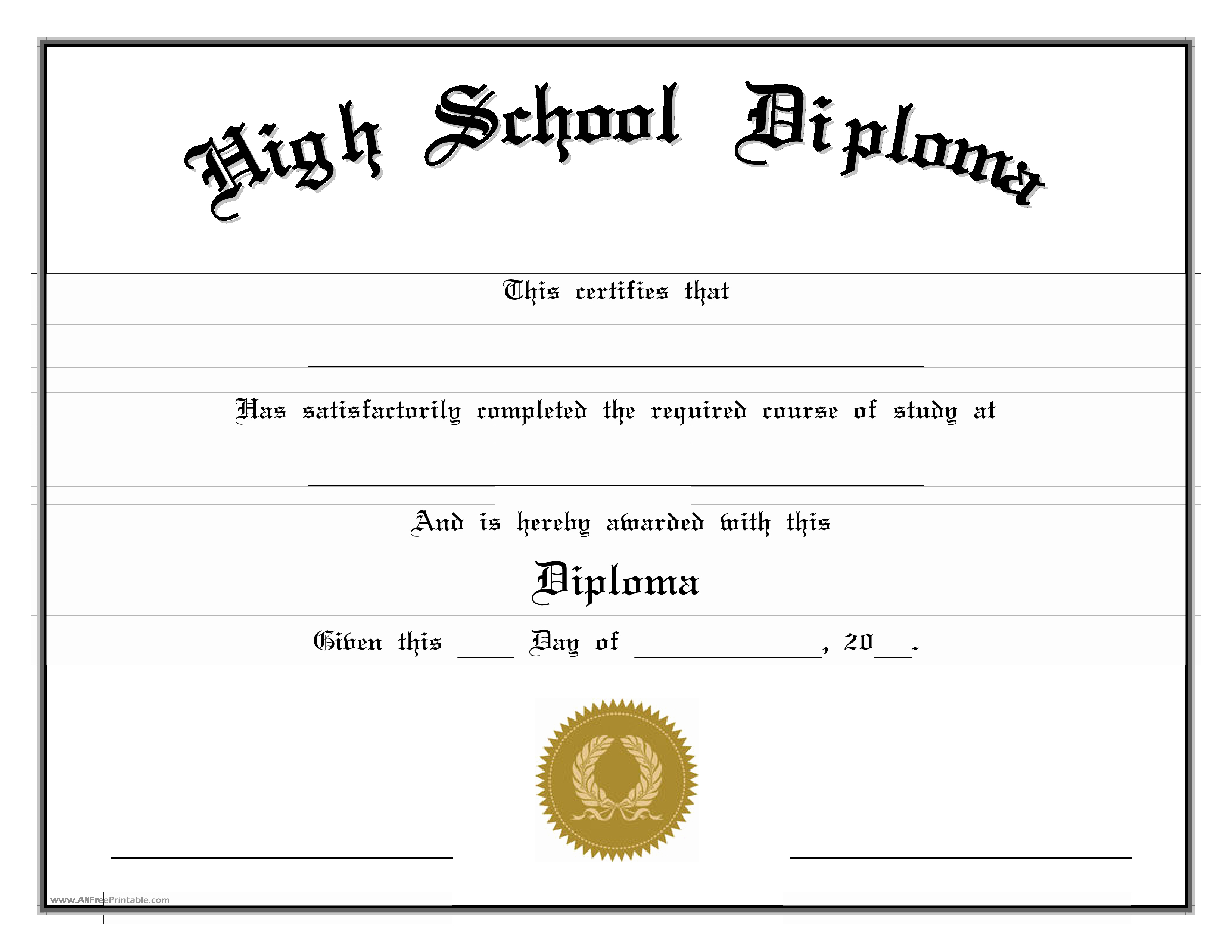 Printable High School Diploma Elegant High Diploma Printable