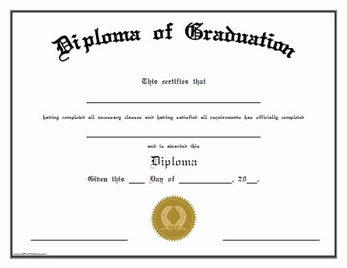Printable High School Diploma Luxury Diploma Of Graduation Free Printable Allfreeprintable