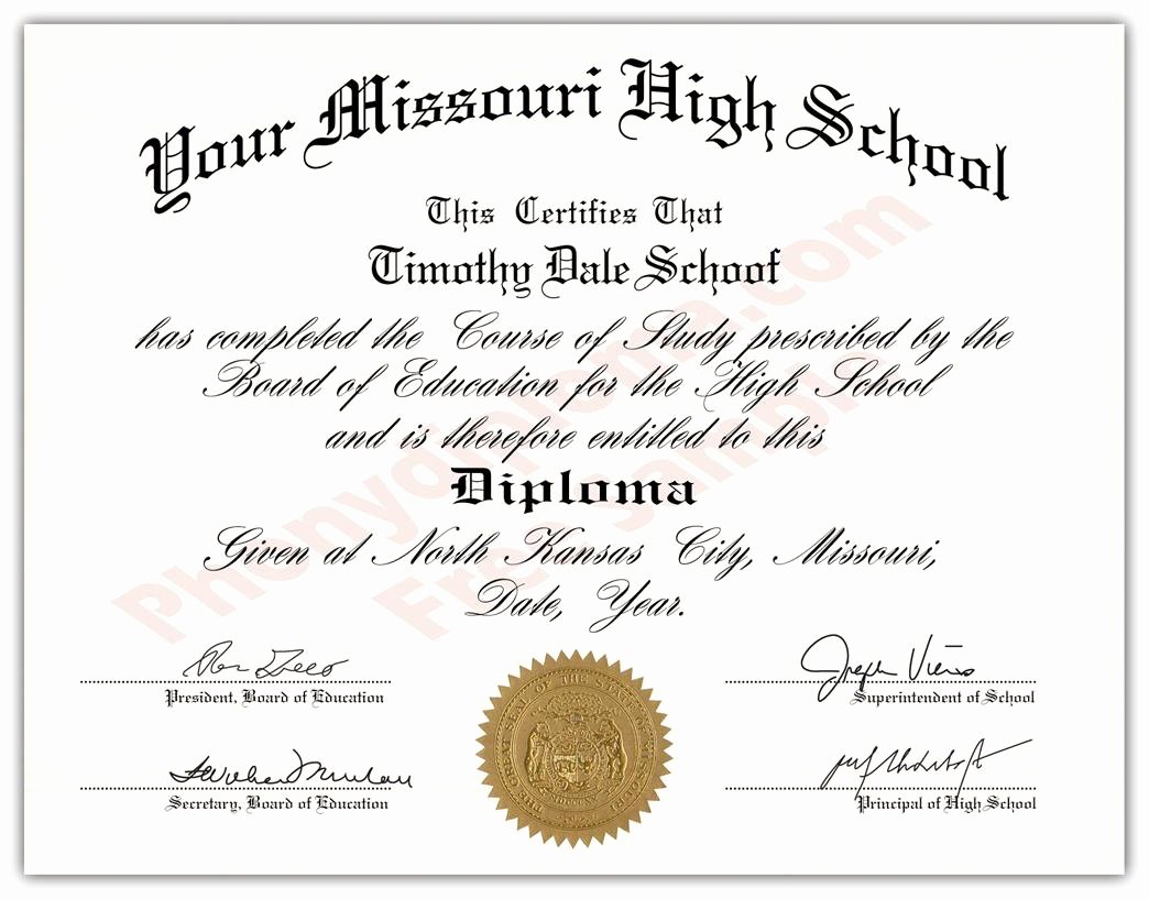 Printable High School Diploma New Fake Diplomas and Transcripts From Missouri Phonydiploma
