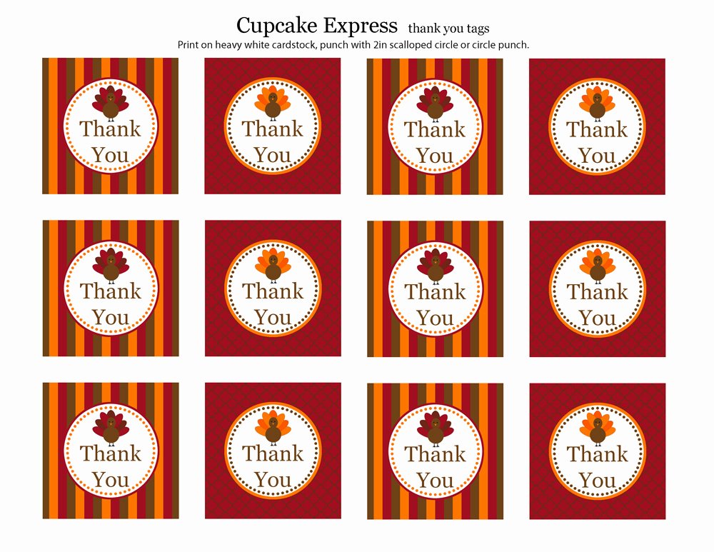 Printable Thank You Tags Best Of Free Thanksgiving Party Printables From Cupcake Express