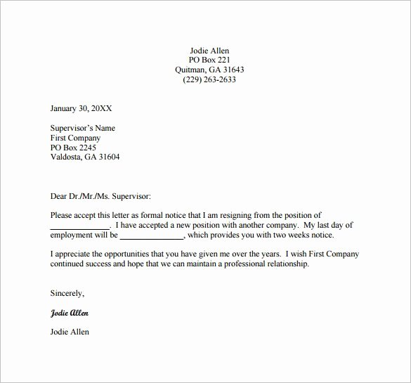 Professional Letter Of Resignation Best Of Resignation Letters Download Pdf Doc format