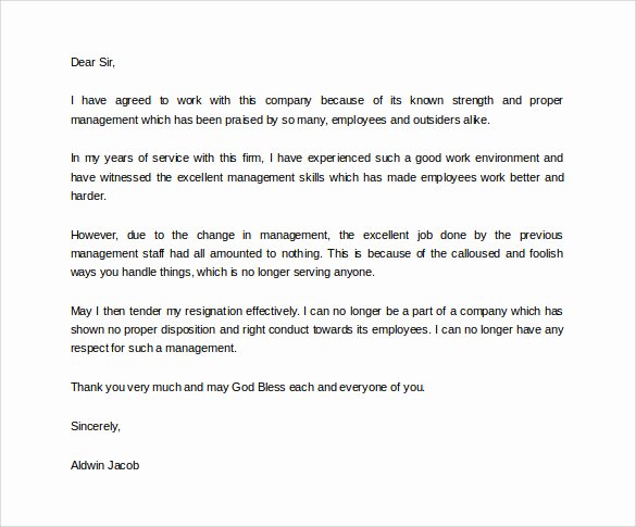 Professional Letter Of Resignation Inspirational Free 40 formal Resignation Letters Templates In Pdf