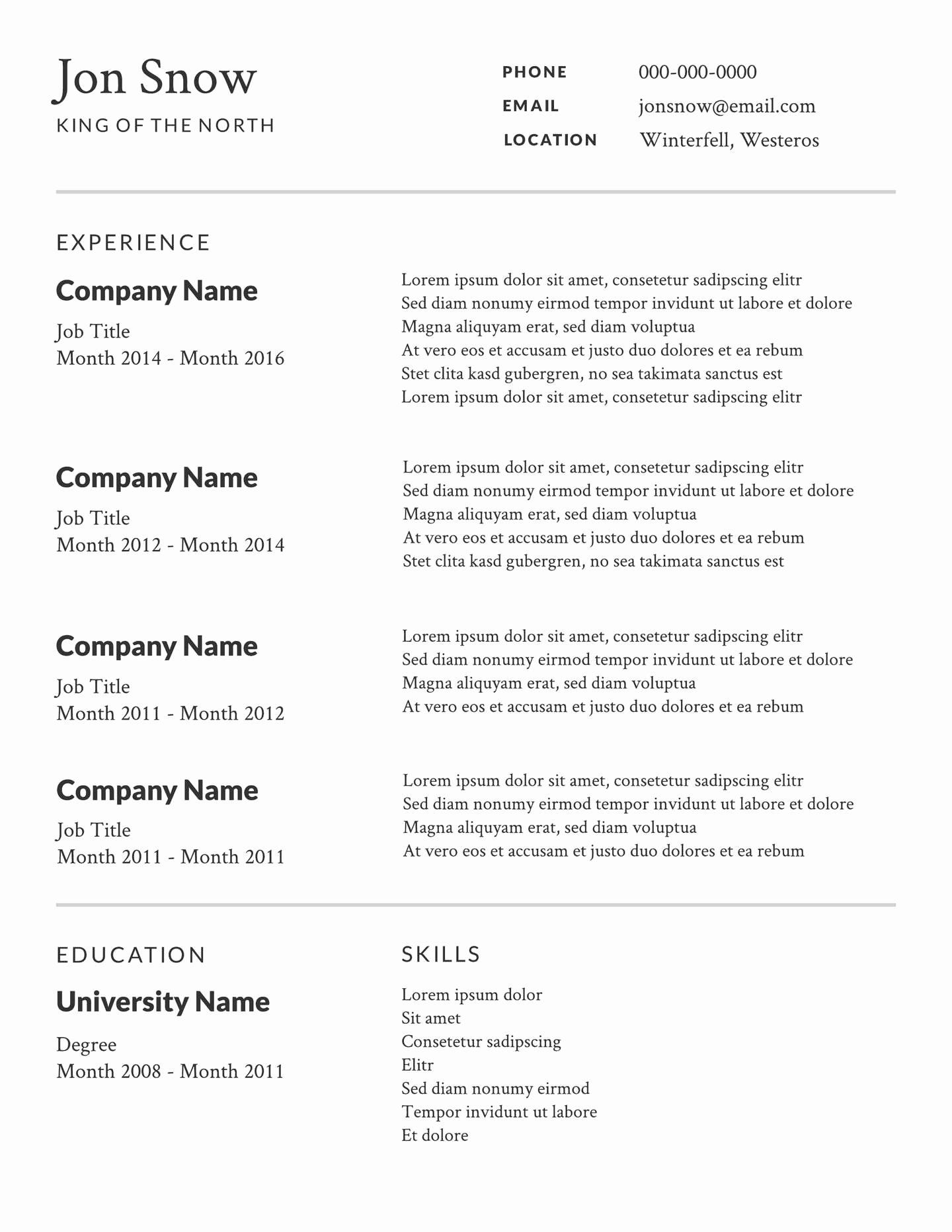 Professional Resume Template Free Fresh Free Simple or Basic Resume Templates
