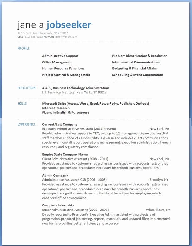 Professional Resume Template Free Lovely Free Professional Resume Templates Download