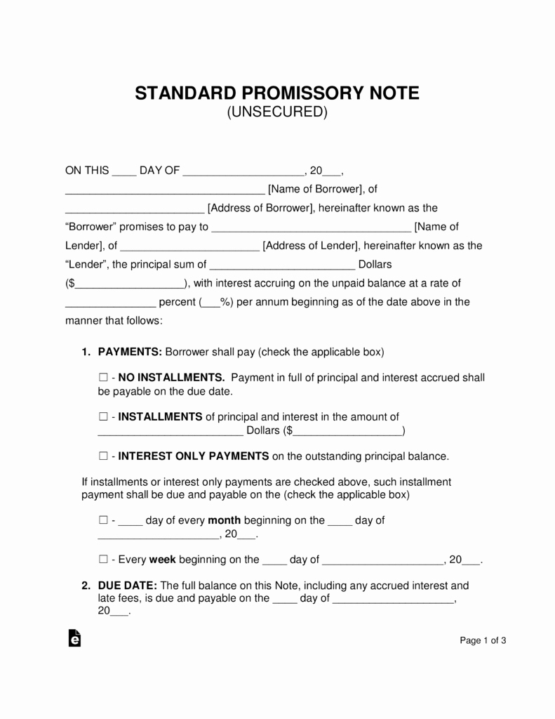 Promissory Notes Templates Free Beautiful Free Unsecured Promissory Note Template Word