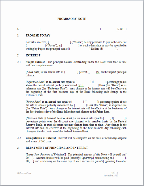 Promissory Notes Templates Free Best Of Promissory Note form