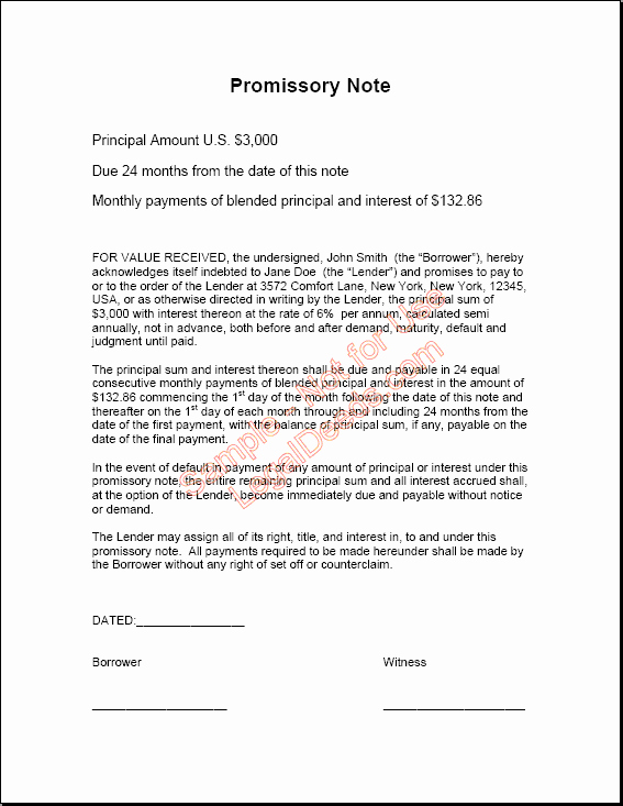 Promissory Notes Templates Free New Printable Sample Promissory Note Sample form