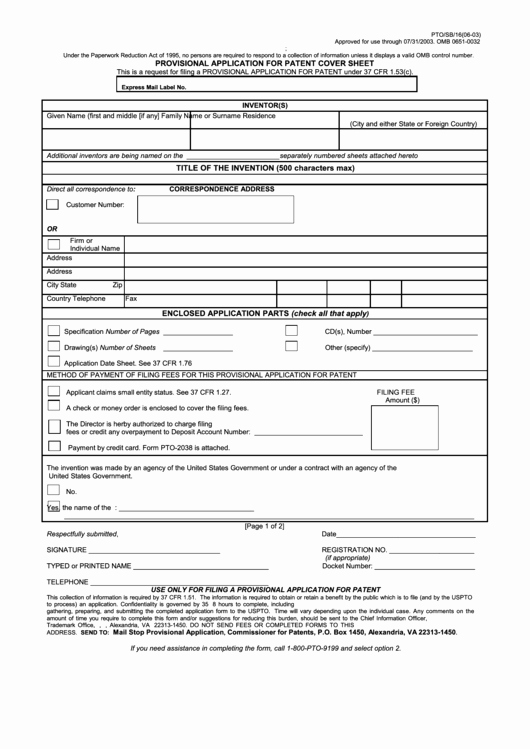 Provisional Patent Application form Beautiful top Provisional Patent Application form Templates Free to
