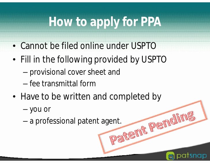 Provisional Patent Application form Inspirational Provisional Patent Application