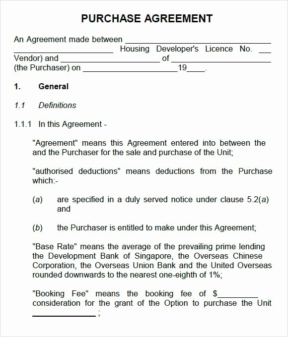 Purchase Agreement Template Word Inspirational Sample Vehicle Purchase Agreement 19 Documents In Pdf Word
